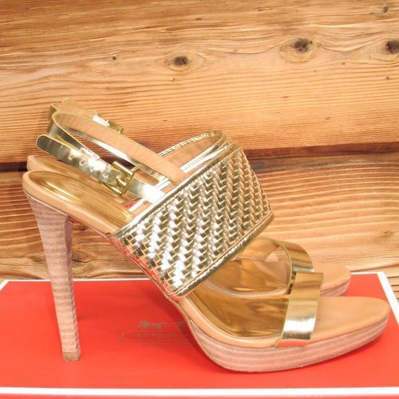 Coach Steffi Metallic  Platform Heels Shoes - Picture 5 of 11